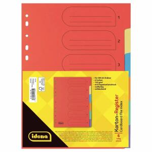 Idena Kartonregister 6teilig 6 Farben 150g/m² DIN A4