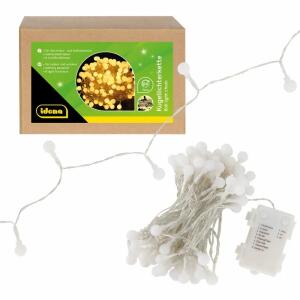 Idena LED-Kugel-Lichterkette 6h Timer für 3 AA Batterien warmweiß 100 LED Innen/Außen
