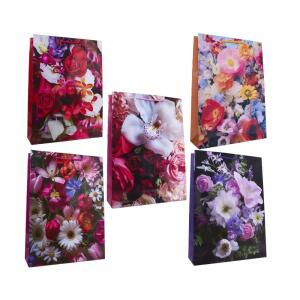 Idena Geschenktasche classic Blumen glänzend 25x34x8,5cm sortiert