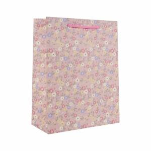 Idena Geschenktasche Blumen Kraftpapier 140g/m² pink 18x23x8cm