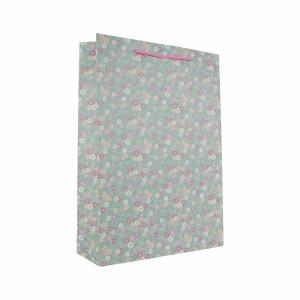 Idena Geschenktasche Blumen Kraftpapier 140g/m² grün 18x23x8cm
