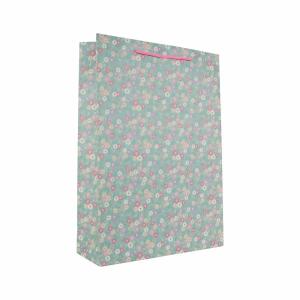 Idena Geschenktasche Blumen Kraftpapier 140g/m² grün 25x34,5x8,5cm