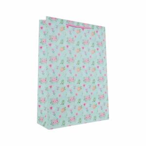 Idena Geschenktasche Blumen Kraftpapier 140g/m² blau 25x34,5x8,5cm