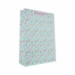 Idena Geschenktasche Blumen Kraftpapier 140g/m² blau...