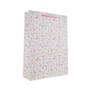 Idena Geschenktasche Blumen Kraftpapier 140g/m² rosa 25x34,5x8,5cm