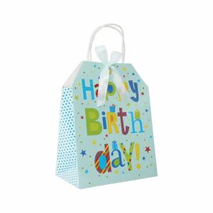 Idena Geschenktasche Happy Birthday blau 19x25x11,5cm