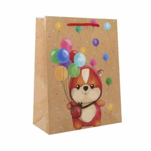 Idena Geschenktasche Happy Birthday Teddybär Kupferpapier 128g/m² 18x23x8cm