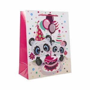 Idena Geschenktasche Pandas Kupferpapier 128g/m² 18x23x8cm