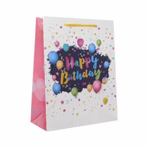 Idena Geschenktasche Happy Birthday Ballons Kupferpapier 128g/m² 18x23x8cm