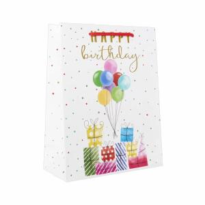 Idena Geschenktasche Happy Birthday Geschenke Kupferpapier 128g/m² 18x23x8cm