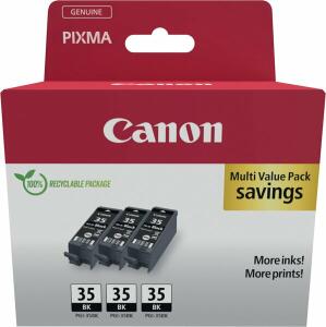 Tintenpatrone PGI-35BK Dreierpack, für Canon Drucker, 3 x ca. 191 Seiten, schwarz