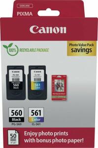 Multipack Tintenpatrone PGI-560 / CL-561, für Canon Drucker, 1 x 7,5 ml, 1 x 8,3 ml, PGBK/C/M/Y