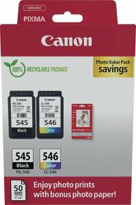 Multipack Tintenpatrone PG-545 / CL-546, für Canon Drucker, 2 x ca. 180 Seiten, BK/C/M/Y