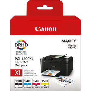 Multipack Tintenpatrone PGI-1500XL, für Canon Drucker, 1 x 34,7 ml, 3 x 12 ml, BK/C/M/Y