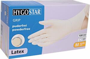 Latexhandschuhe Grip, puderfrei, Gr. 8/M, weiß, 100 Stück