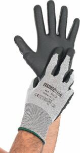 Schnittschutzhandschuhe Cut Safe Touch, Strick/PU, grau-schwarz, Gr. 10/XL, 10 Paar