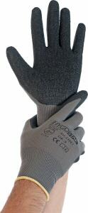 Feinstrickhandschuhe Skill, Latexbeschichtung, grau-schwarz, Gr. 8/M, 12 Paar