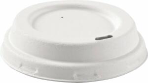 Bio Deckel für Trinkbecher , Zuckerrohr, Ø 90 mm, weiß, 50 Stück
