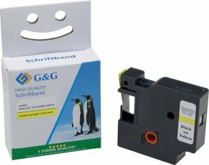 Schriftbandkassette, kompatibel zu Dymo 45018/S0720580, 12 mm breit / 7 m lang, schwarz auf gelb