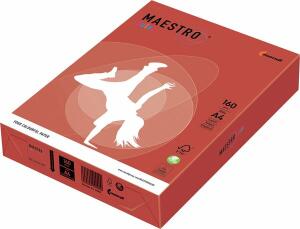 Kopierpapier Maestro Color DIN A4, 160 g/qm, korallenrot, 250 Blatt