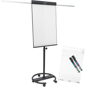 Flipchart pro tripod, Whiteboard-Oberfläche lackierter Stahl, ausklappbare Seitenarme, magnetisch, trocken abwischbar, Rundfuß
