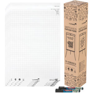 Flipchartpapier eco, 50 Blatt chlorfrei gebleichtes Recyclingpapier, kariert