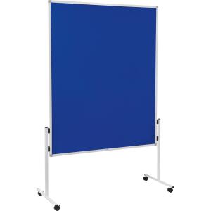 Moderationswand Economy, mobil, doppelseitiger Filzbezug, feststellbare Rollen, blau