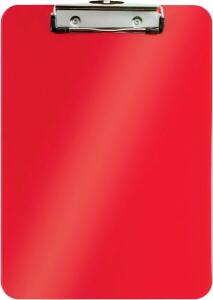 Klemmbrett WOW-Serie, DIN A4, Polystyrol, rot met. , mit Metallklemmmechanik für 80 Blatt (80 g/m²) und Aufhängeöse