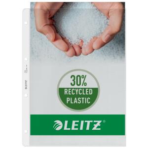 Prospekthülle, DIN A4, farblos, PP-Folie, 130 my, Oberfläche genarbt, oben offen, 4-fach Lochung, dokumentenecht, 100 Hüllen