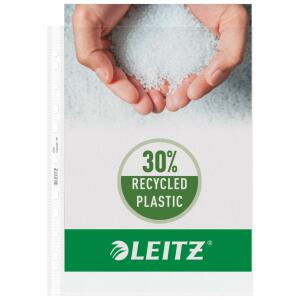 Prospekthülle, DIN A4, farblos, PP-Folie, 100 my, Oberfläche genarbt, oben offen, Universallochung, dokumentenecht, 100 Hüllen