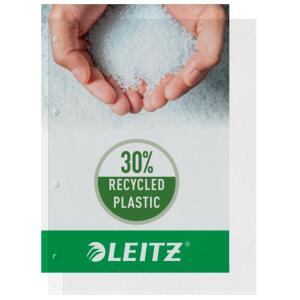 Prospekthülle, DIN A4, farblos, PP-Folie, 130 my, Oberfläche genarbt, oben/Lochseite offen, 4-fach Lochung, dokumentenecht, durchgehend gelochtes Oberteil, 100 Hüllen