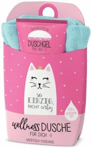 Geschenkset Duschgel 200ml+Handtuch Motiv Katze
