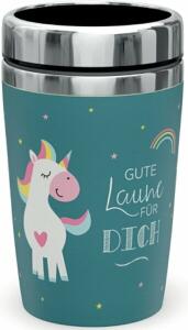 Thermobecher to go 240ml, Doppelwand-Edelstahleinsatz Motiv Einhorn