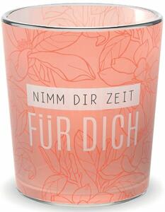 Teelicht, mit Grußfeld für persönliche Nachricht,  Motiv Blüte