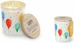 Duftkerze im Glas mit Holzdeckel Motiv Happy Birthday