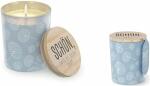Duftkerze im Glas mit Holzdeckel Motiv Pusteblume