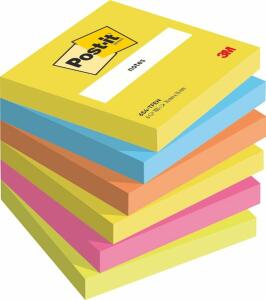 Haftnotiz Notes, 76 x 76 mm, neongelb, paradiseblau, vitalorange, powerpink, neongrün, 100 Blatt/Block, 6 Blöcke