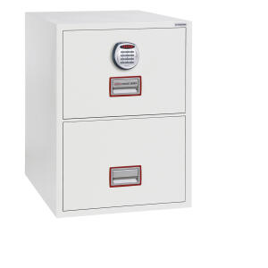 Tresor Vertical Fire File, elektrisches Schloss, 2 Schubladen, Volumen 49 Liter, weiß