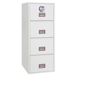 Tresor Vertical Fire File, elektrisches Schloss, 4 Schubladen, Volumen 49 Liter, weiß