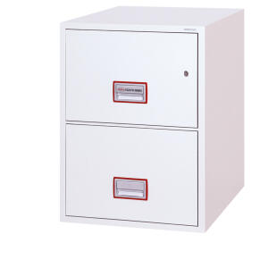 Tresor Vertical Fire File, Schlüssel-Schloss, 2 Schubladen, Volumen 51 Liter, weiß
