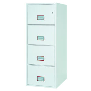 Tresor Vertical Fire File,Schlüssel-Schloss, 4 Schubladen, Volumen 51 Liter, weiß