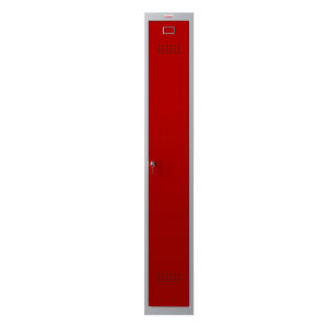 Schließfach-Spind, 1 Schließfach, grau-rot