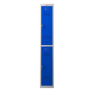 Schließfach-Spind, 2 Schließfächer, grau-blau