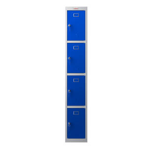Schließfach-Spind, 4 Schließfächer, grau-blau