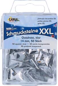 KREUL Schmucksteine XXL Quadrate klar 14 mm 50 St.