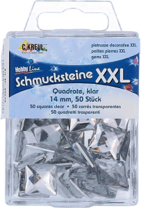 KREUL Schmucksteine XXL Quadrate klar 14 mm 50 St.