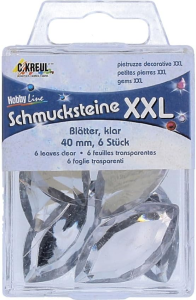 KREUL Schmucksteine XXL Blätter klar 40 mm 6 St.
