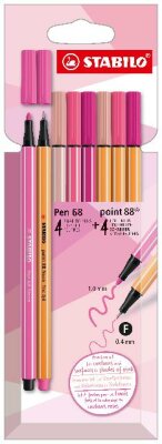 STABILO Pen 68 & point 88 8er Etui Shades of Pink