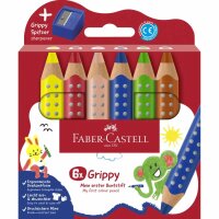 Faber Castell Buntstift Grippy 10 mm 6er Set mit Spitzer