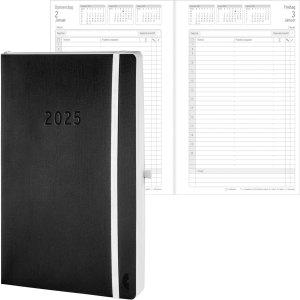 CHRONOPLAN 50945 Tagesplan Buchkalender Softcover A5 2025 schwarz